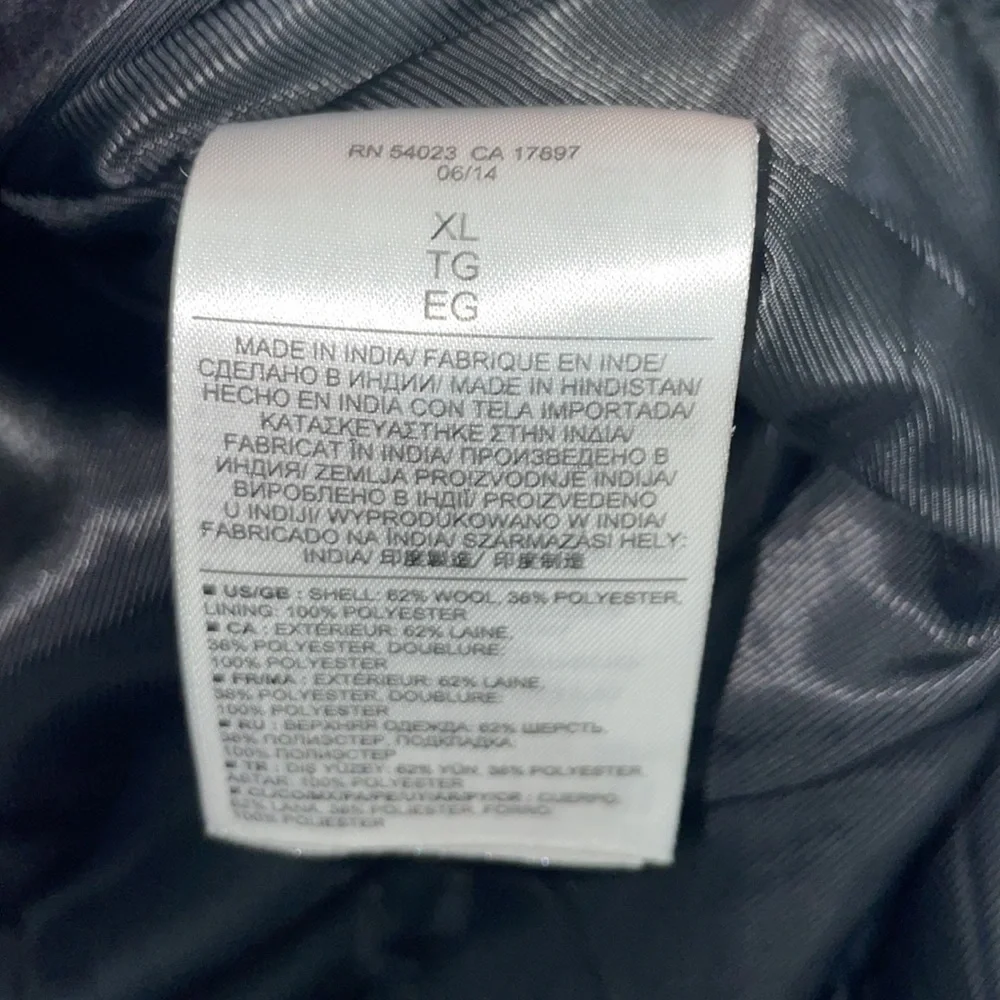 Banana Republic Charcoal Gray Wool Jacket Zipper Winter Warm Men’s Size XL
